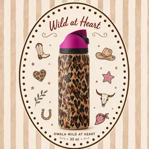 [Limited Edition] Owala Wild At Heart 32oz FreeSip Water Bottle – Leopard Aesthetic Insulated Stainless Steel Leakproof Travel Bottle, Gym & Outdoor