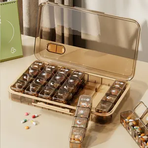 Portable divided pill box, large capacity, light-proof, food-grade storage and organizing tool, suitable for home use by the elderly and children