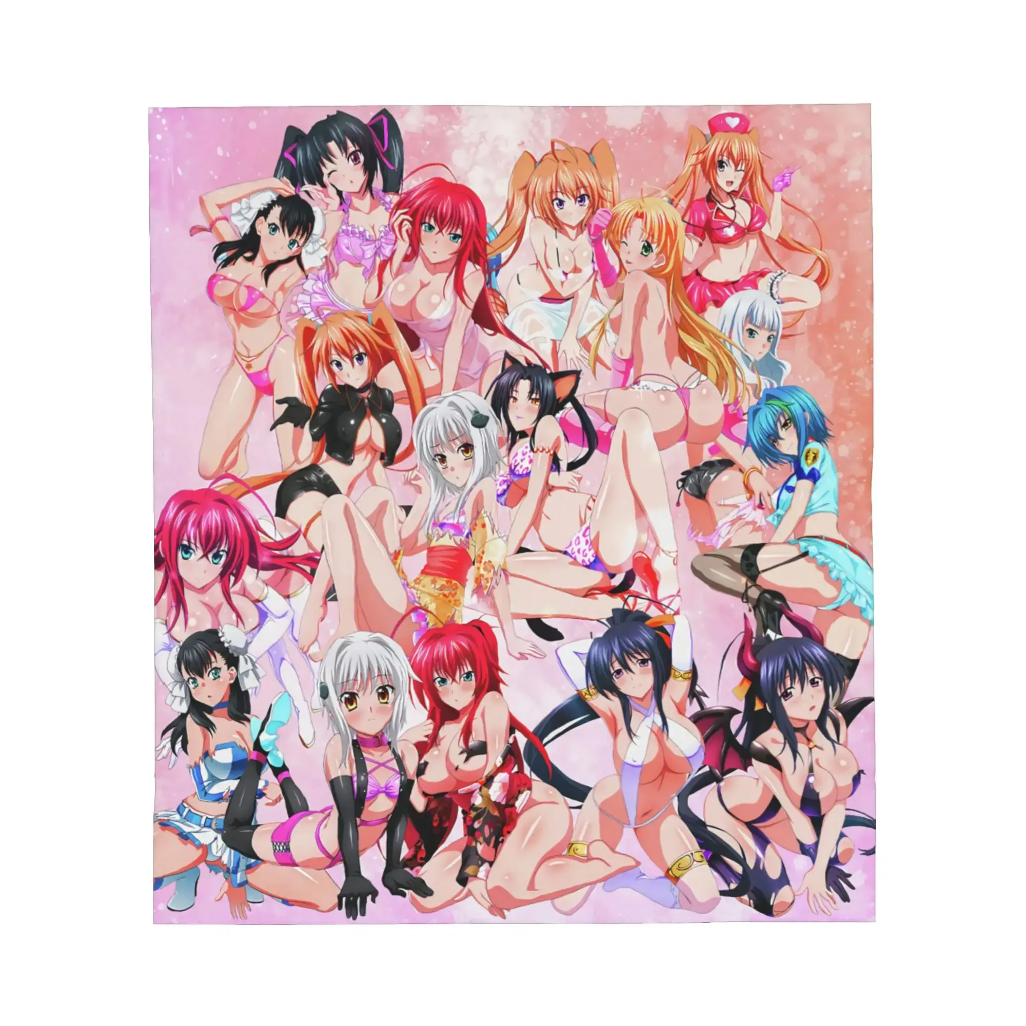 High School DxD Rias Gremory Anime Fleece Blanket - Cute Nun Sexy Waifu Soft Plush Throw Blanket for Bed, Couch & Car, Cozy Otaku Room Decor Gift for Fans