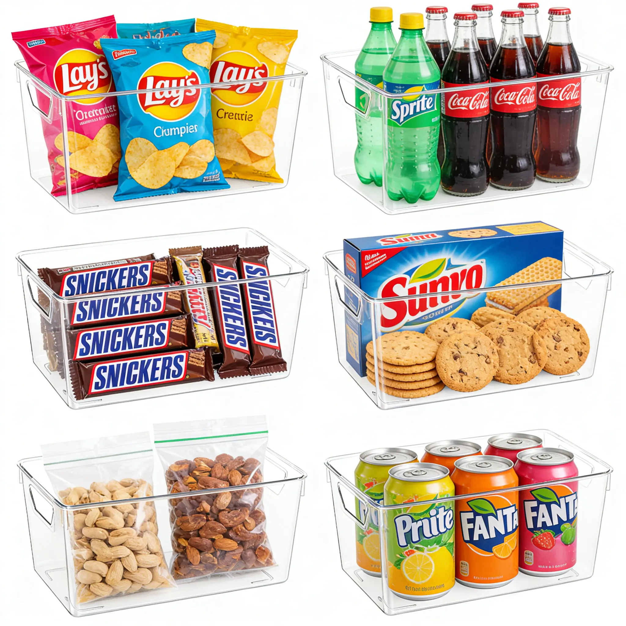 TAYTUU Durable Multifunctional Storage Bin - 6/12 Pack Stackable Transparent Smooth Plastic Rectangle Boxes with Handles, 3 Sizes for Shelf, Kitchen Utensils, Organize with Me, Kitchen in a Box