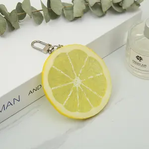 [Lemon Keychain] Creative Large Lemon Slice Keychain | Floating PVC Fruit Charm with Carabiner Clip, Alloy Bag Accessory for Sports Enthusiasts, Keychain Kawaii