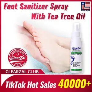 ClearZal Foot Sanitizer Spray with Tea Tree Oil, 4-Ounce Bottle ,Contains natural tea tree oil and aloe vera Fungal infection of feet, burning, itching, dandruff [Combination pack]