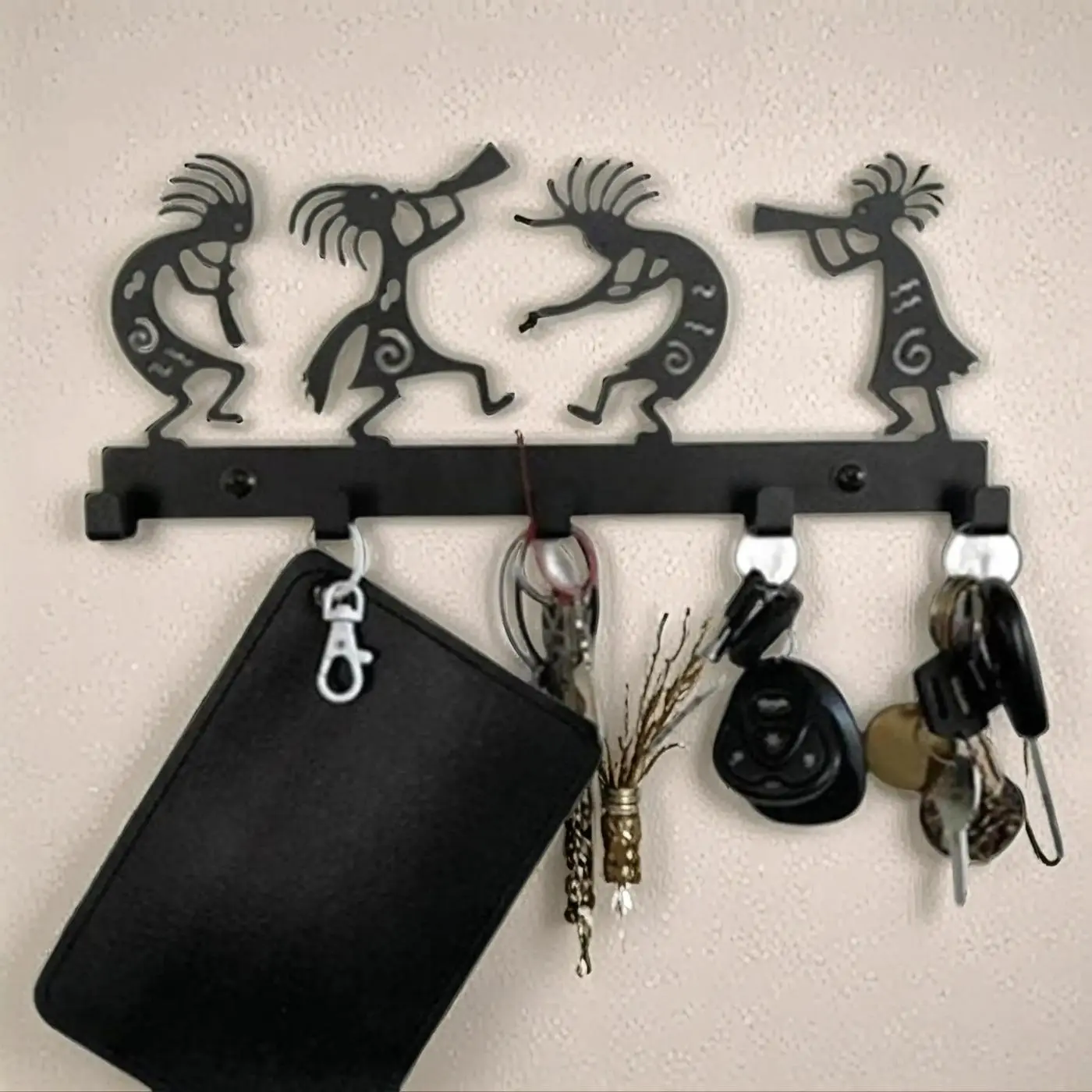 Industrial Wall Mount Coat Rack 5-Hook Vintage Entryway Organizer Key Hat Holder