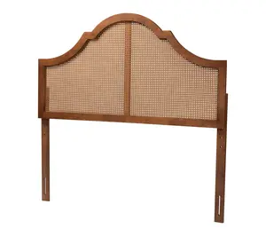 Baxton Studio Camila Ash Walnut Rattan Queen Wood Headboard
