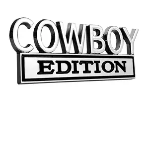3D Decal Sticker Durable Car & Truck Emblems, COWBOY Edition Emblem Car Side Rear Front Hood Door Fender Bumper Metal Badge, Durable Metal Construction, Universal Car Sticker