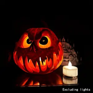 Giant Halloween Pumpkin Resin Decoration, Spooky Skull Head with Eerie Features, Hollow Design for Indoor Outdoor Decor