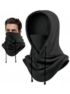 Cozy Knit Windproof Balaclava, Casual Winter Neck Gaiter Hood, Lightweight Warm Headgear, Drawstring Closure for Skiing & Outdoors, Gaiter Mask