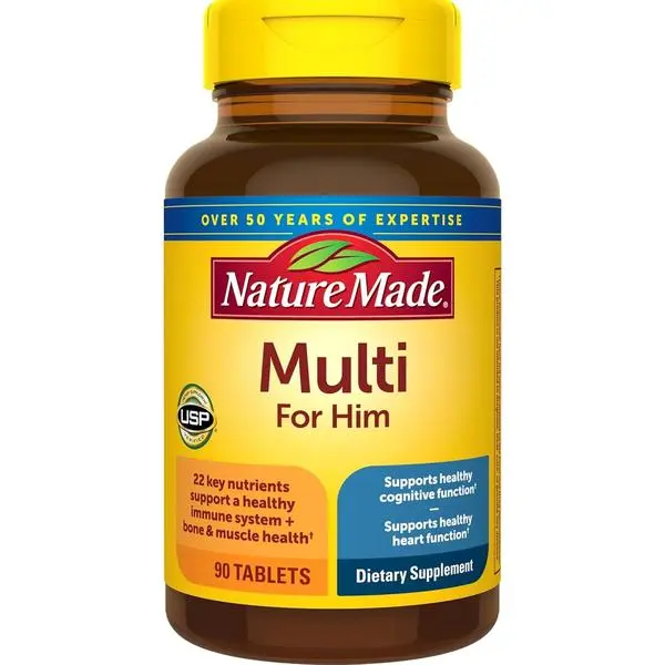 Nature Made Multivitamin for Him, Mens Multivitamin, 90 Tablets | Mens Multivitamins with No Iron for Daily Nutritional Support, Nature Made Multi Mens Vitamins & Minerals, 90 Day Supply