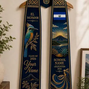 Salvadoran Heritage Graduation Stole 2026, Custom Name Sash El Salvador Pride, Senior Graduation Gift
