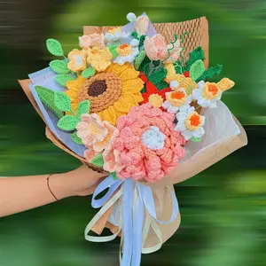 Handmade Crochet flower bouquet, mix flowers bouquet, sunflower, Dahlia flower bouquet | Mother's day, Graduation, Valentines Gift, Gift for her