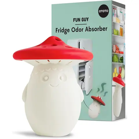 OTOTO Fun Guy Fridge Deodorizer - Food-Grade Fridge Smell Eliminator - Dishwasher Safe and BPA Free Refrigerator Baking Soda Deodorizer Holder- Compact