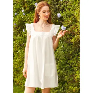 ModCloth Baby Come Back Babydoll Mini Dress with Pockets Ruffle Sleeves 100% Cotton - Ivory White (XS-4X) feminine casual outfits