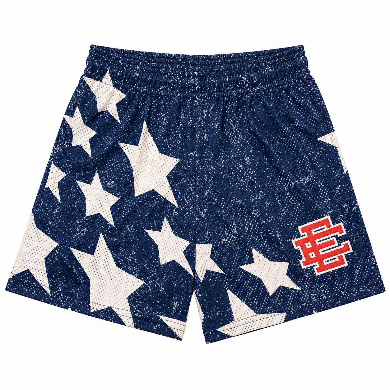 eRIC Men’s Vintage Star Print Mesh Shorts Casual Athletic Basketball Shorts with Elastic Waist Streetwear Summer Bottoms