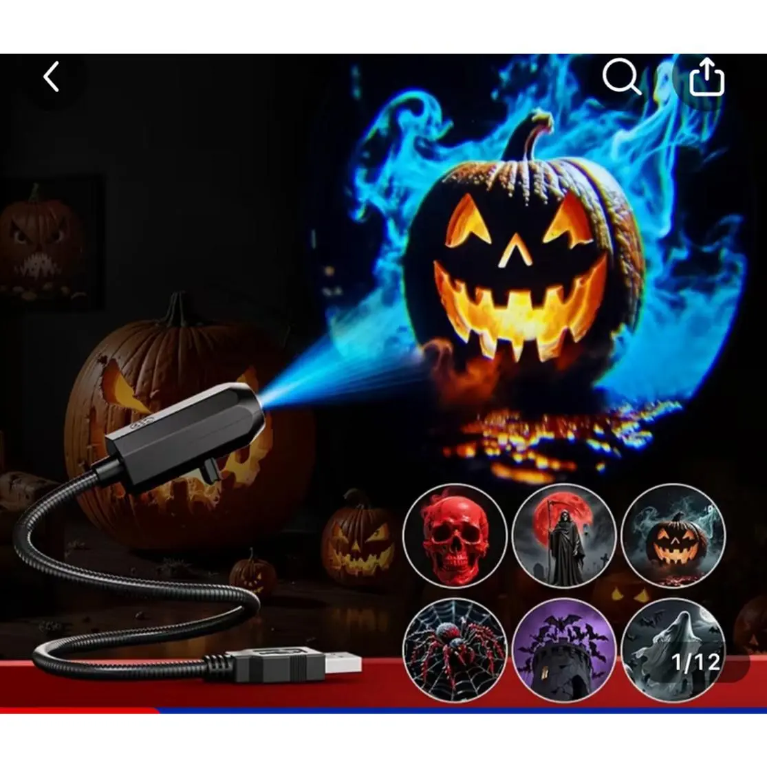 Halloween USB Projector with 6 Designs - Perfect for Festive Decorations and Atmosphere