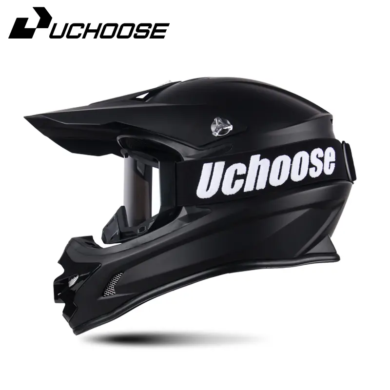 Adult Full Face Safety Riding Motorcycle Helmet 115, Off-Road Dirt Bike/ATV Gear, with Detachable Brim and Free Goggles, Safety Riding Helmet