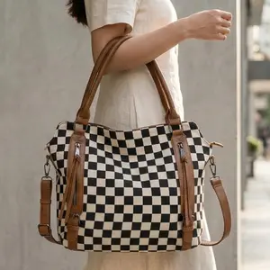 Vintage Hobo Bags for Women, Multiple Pockets Tote Handbags, Water Repellent Shoulder Bag Geometric Pattern Tote Stylish Square Bag Handmade Tote Bag,summervibes