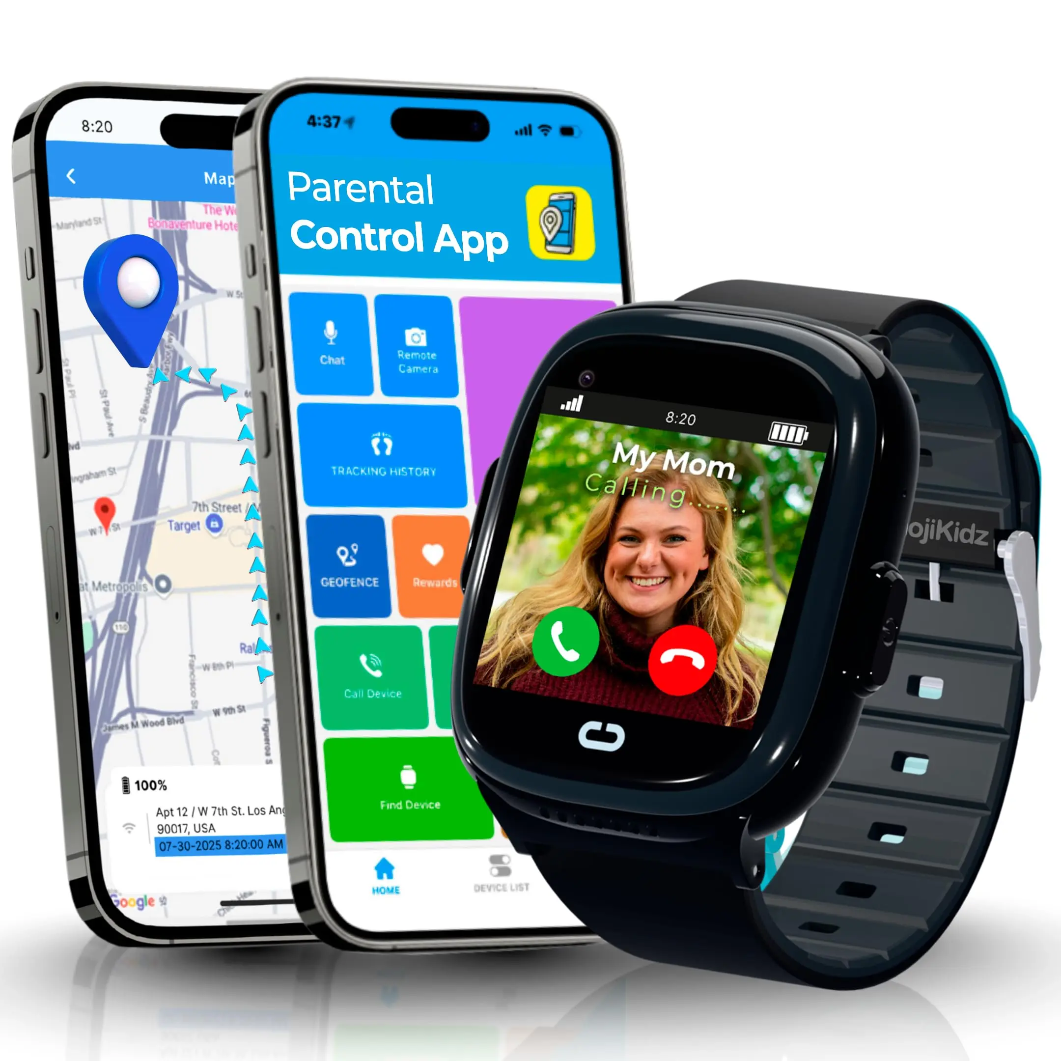 Emojikidz 2025 Model Smart Watch | Phone Watch & GPS Tracker | Calling, Texting, GPS Tracking, Camera, School Model | SOS & Safety Alerts