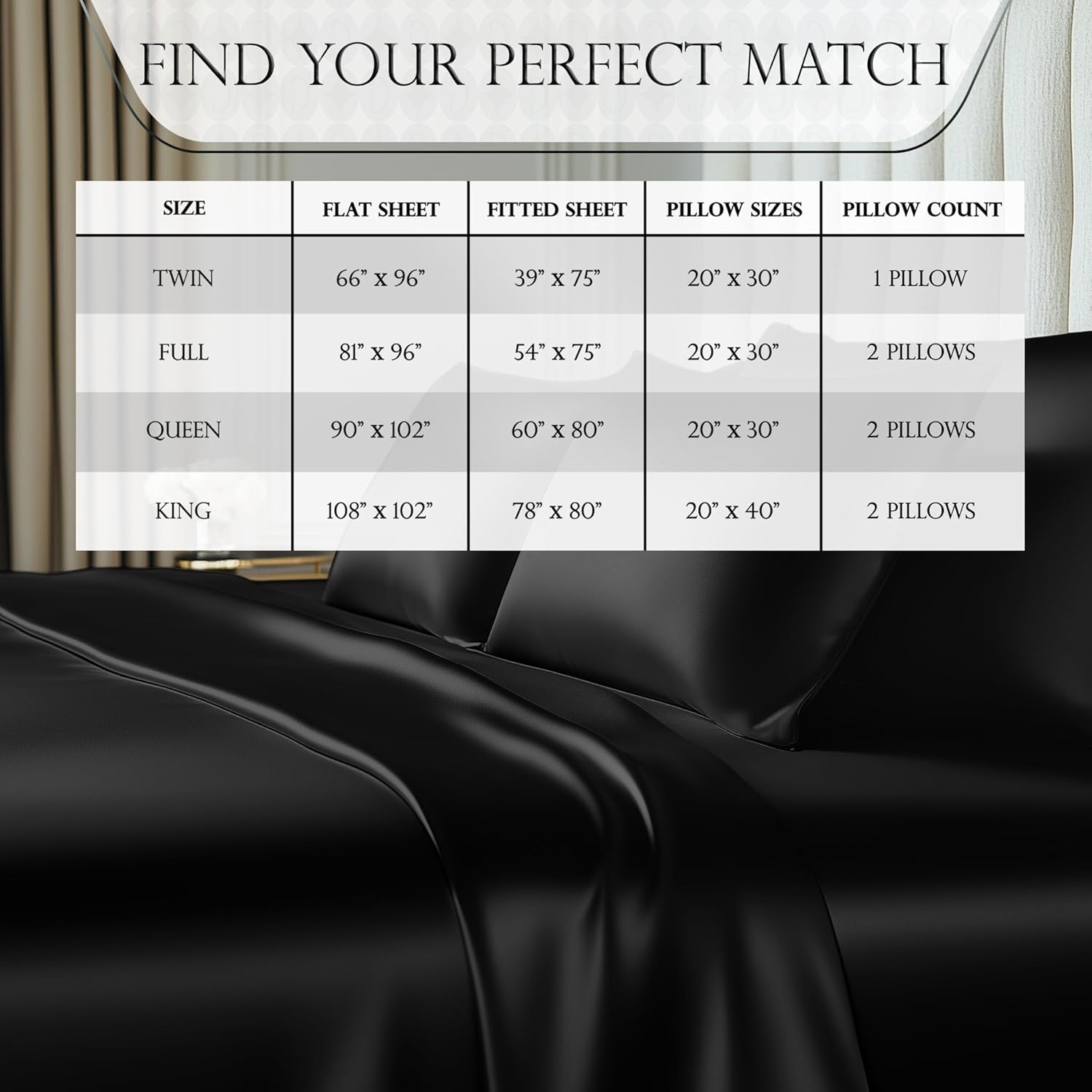 DECOLURE Satin Sheets 4 Piece - Hypoallergenic, Double Stitching, Wrinkle Free - Silky & Luxuriously Soft Satin Bedding with 15" Deep Pockets & Elastic Edges for Secure Fit - Bedset