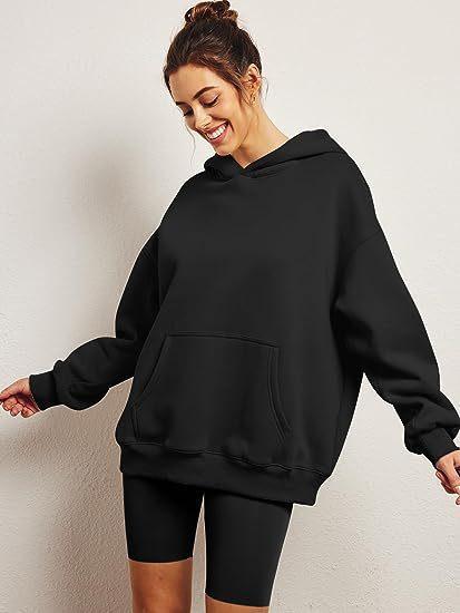 Women's Hoodies With Pockets Fashion Solid Sweatshirt Oversized Hooded Sweater Womens Clothing
