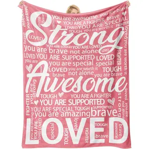 Get Well Gifts,Inspirational Blanket,Post Surgery Gifts for Women,Cancer Survivor Gift for Woman,Encouragement Throw for Recovery and Hope, Motivational Quotes for Strength