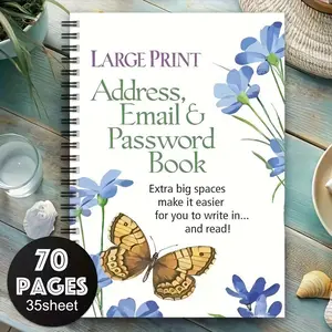 Large Print Address, Email & Password Book, Practical Organizer for Seniors and Vision Impaired, Easy-To-Read Manual