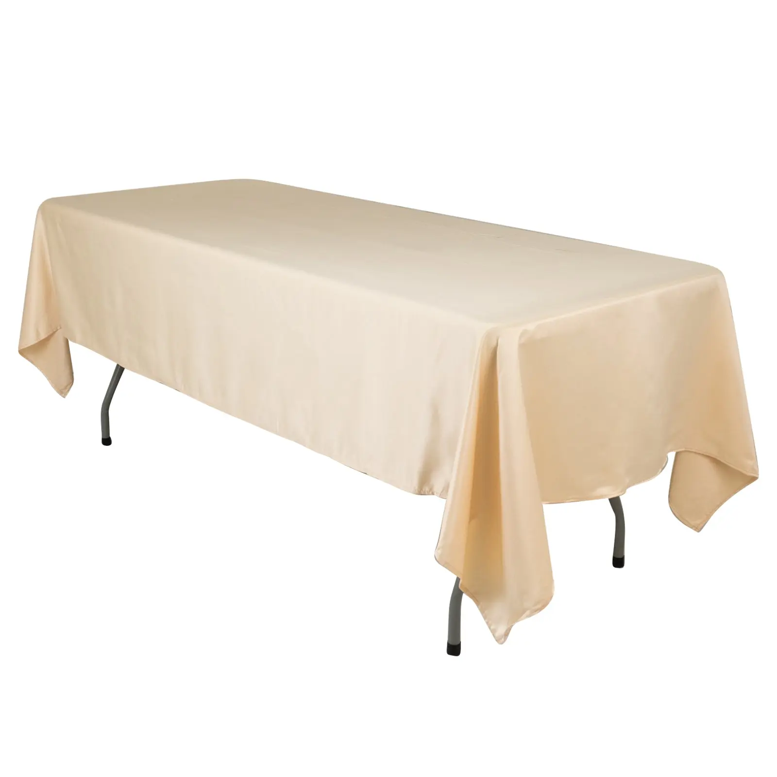 Lamour Satin Glam Rectangle Tablecloth, 60"x102" Beige Indoor/Outdoor Table Cover - Durable, Silky Soft Feel, Machine Washable, Low-Heat Dryable for Restaurants, Receptions