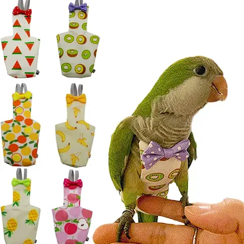 6PCS Bird Diapers, Washable Reusable Parrots Nappy with Waterproof Inner Layer Soft Small Pet Birds Flight Suit for Budgie Parakeet Cockatiel