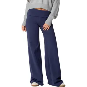 Wide Leg Sweatpants for Women Fold Over Low Rise Flare Yoga Lounge Pants Back to School Clothes for Teen Girls