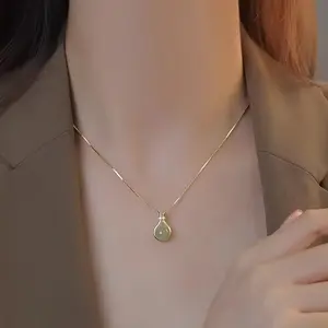 Flash & Finesse Lucky Bag Jade Necklace✨ Dainty Gold Choker for Everyday Wear Festival Gift