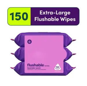 Flushable Butt Wipes, Lavender Scent, 3 Pack, 150 Total Wipes
