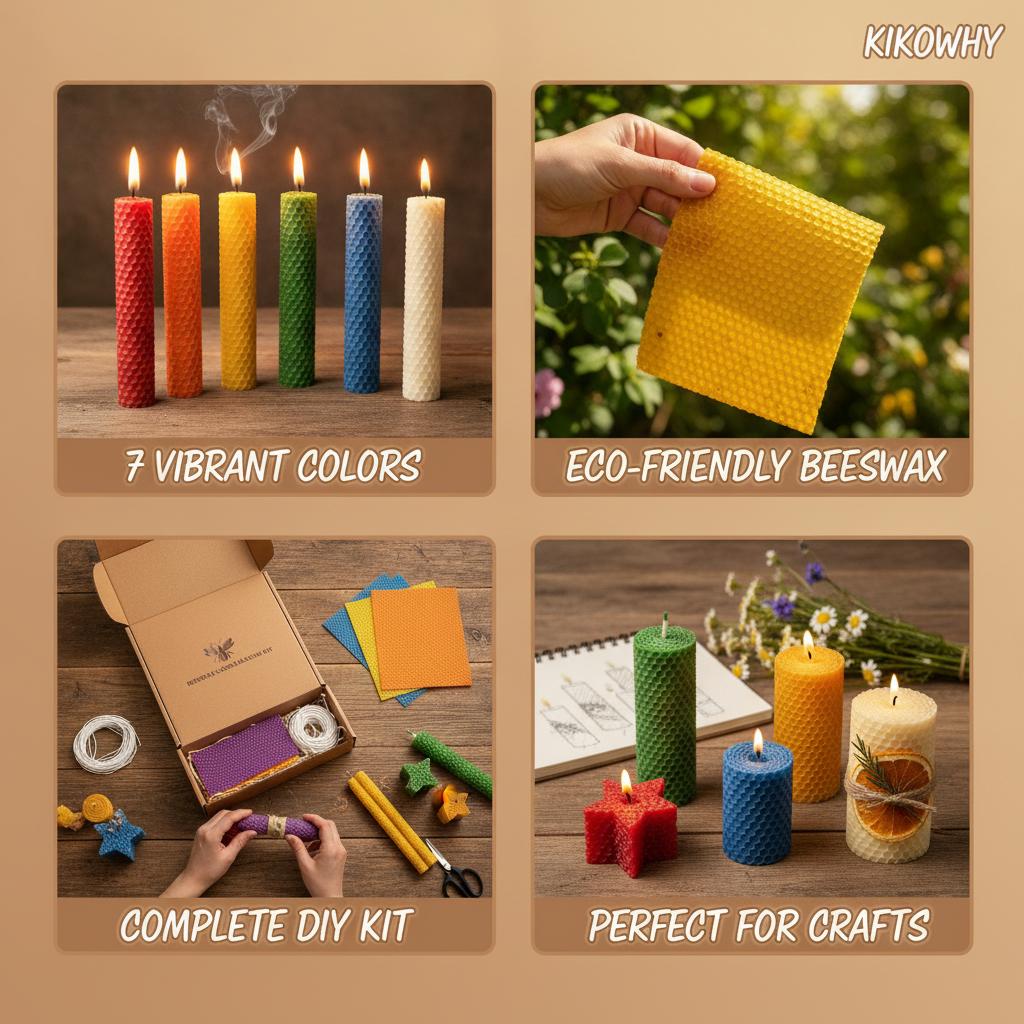 20×20cm colorful honeycomb beeswax sheets DIY candle making kit, 7 beeswax sheets with cotton wicks, craft kit for adults, spiritual altar keepsake, Christmas and Halloween home holiday gift 20×20cm colorful honeycomb beeswax sheets DIY candle making kit, 7 beeswax sheets with cotton wicks, craft kit for adults, spiritual altar keepsake, Christmas and Halloween home holiday gift