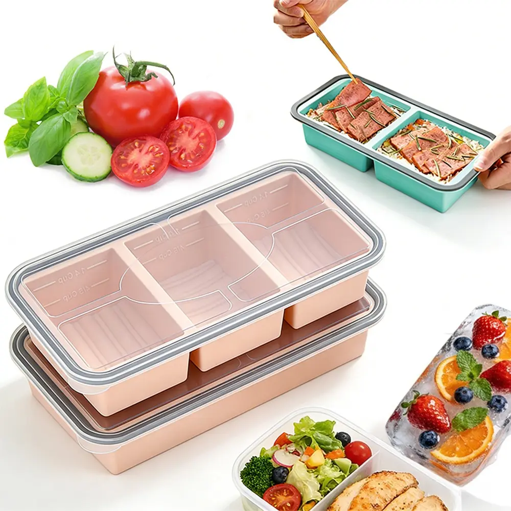 3-Compartment Lunch Box & Baking Pan - Stackable, Freeze-Safe, Dishwasher-Safe for Portion Control, Meal Prep Suitable Office, Picnic # snack time