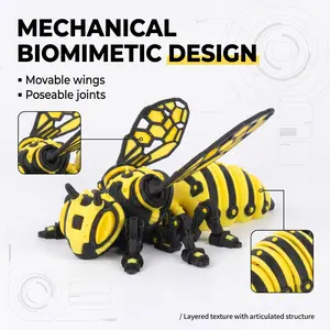 3D Printed Mechanical Bee Stress Relief Toy Model, Multi-Jointed Moving Desktop Decor, Collectible Gift, Birthday Present