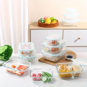 Glass Food Storage Containers with Lids airtight-Glass Meal Prep Containers Set-food containers with lids-with Snap Locking Lids-Microwave, Oven, Freeze, Dishwasher Safe-for Meal Prep