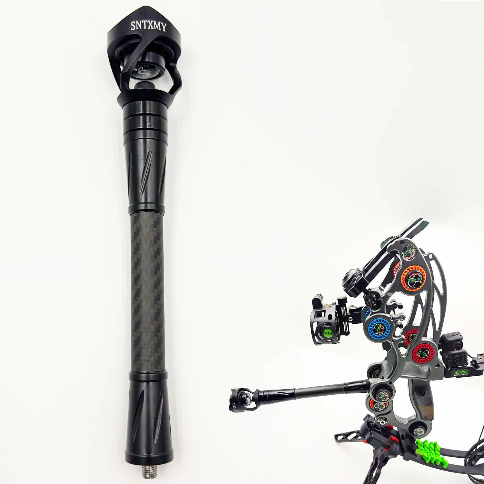 Bow Stabilizer, Archery Bow Stabilizer for Compound Bow Carbon Balance Bar Absorber with Weights to Reduce Vibrations Sound Absorption for Bow Hunting Shooting.