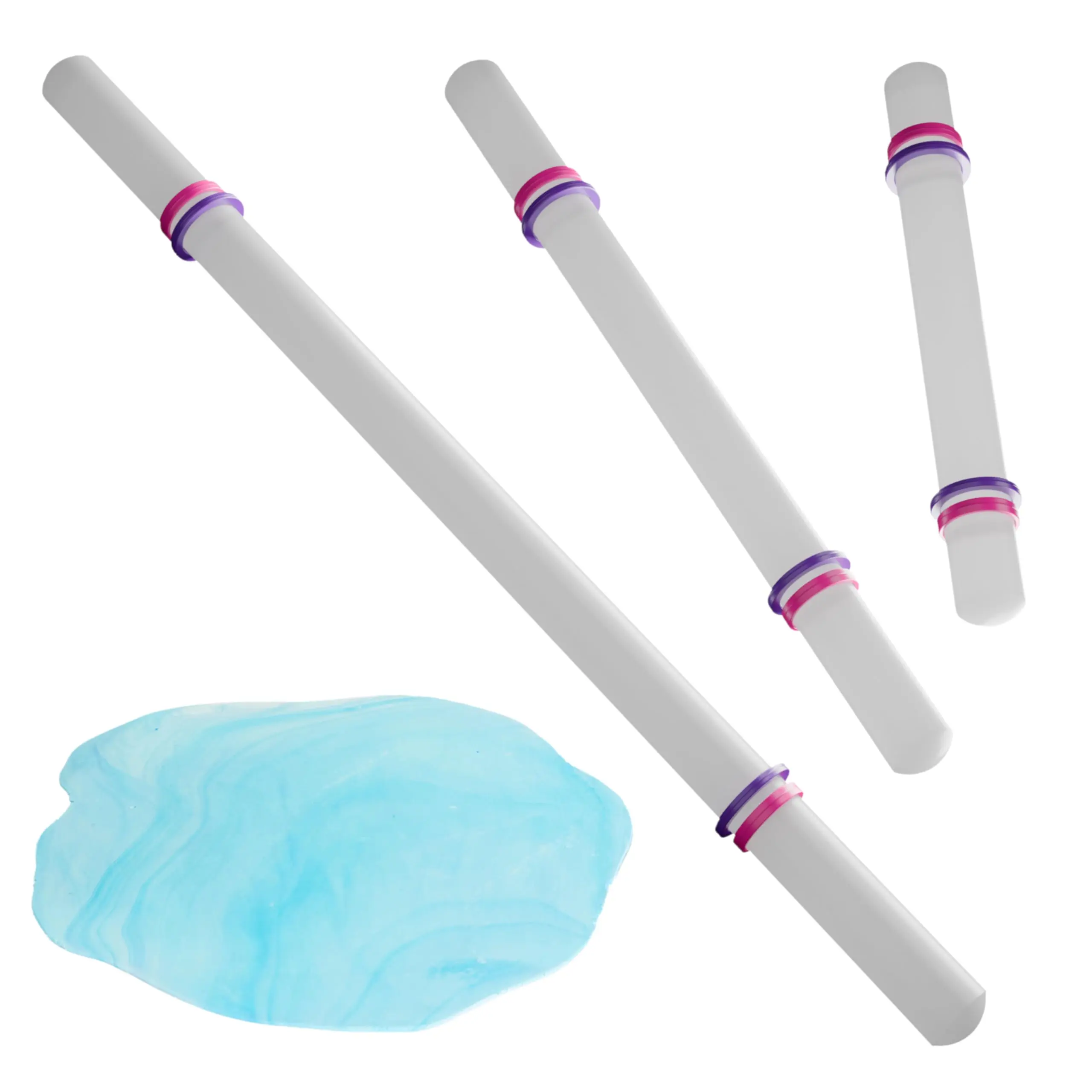 Fondant Roller 3 Size Set  For Rolling Gum Paste Dough Large Medium And Small Pins With Thickness Rings 19.5" 13" 9" Rollers