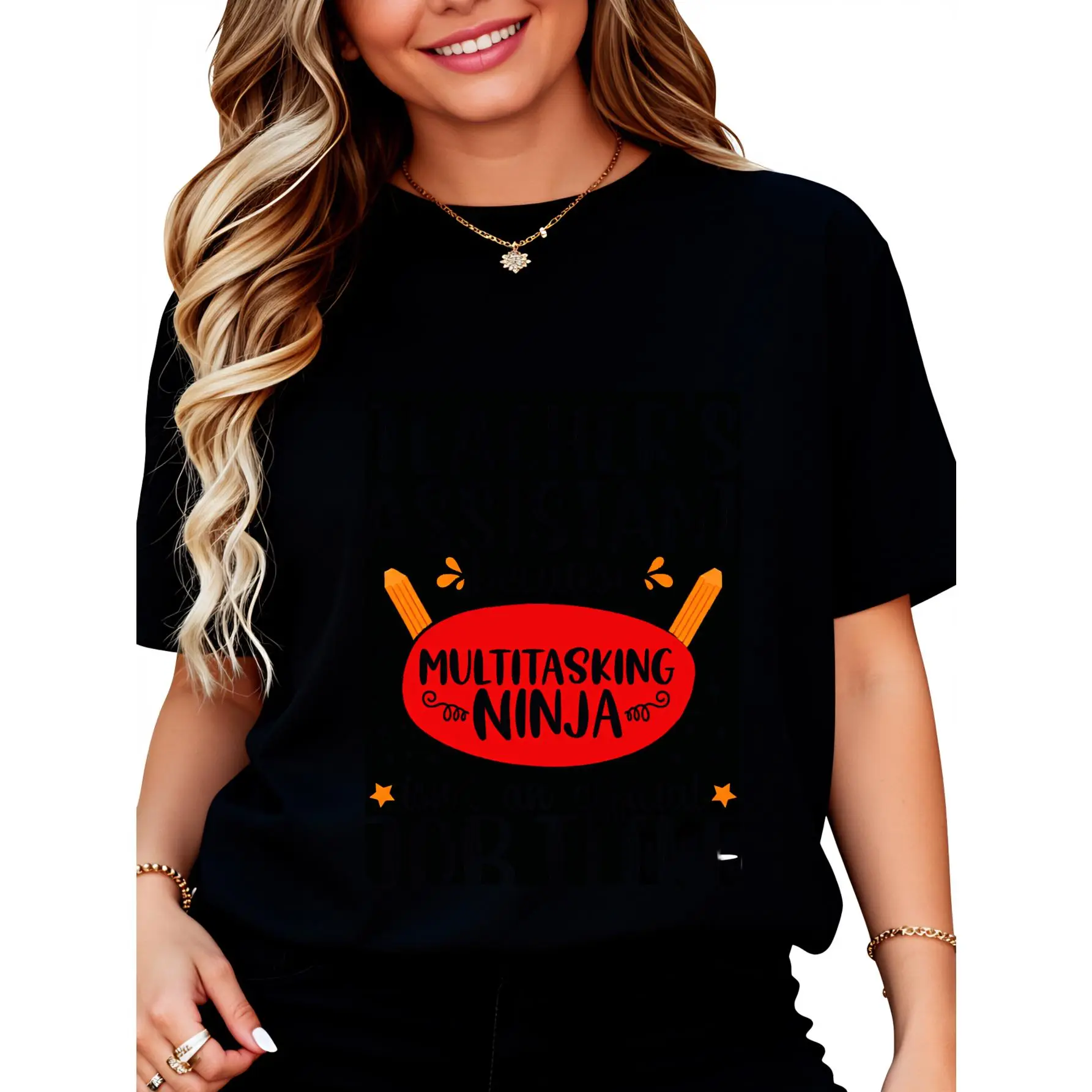 Cotton Teacher Assistant Teaching School Ninja Appreciation T-Shirt