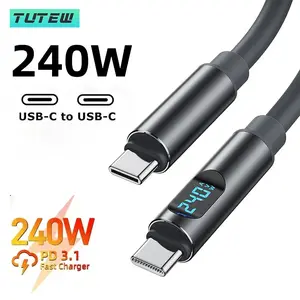 240W Type-C Cable with Power Display 480Mbps Data Transfer & PD Charging for External For Iphone 15 16 17 For Samsung Huawei
