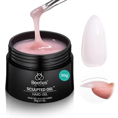 Beetles Translucent Nude Pink Builder Gel Nail Polish - 1 oz Cosmetic Hard Gel, High Hardness for Sculpting & Extension, UV Cured, Durable Protection for DIY Manicure & Salon Use