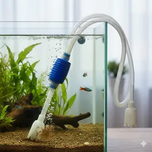 Electric Water Changer & Gravel Cleaner Remover for Aquarium Cleaning, Anti-Clogging Substrate Vacuum with Adjustable Suction & Extension Tubes, Portable Fish Tank Filter Maintenance Tool