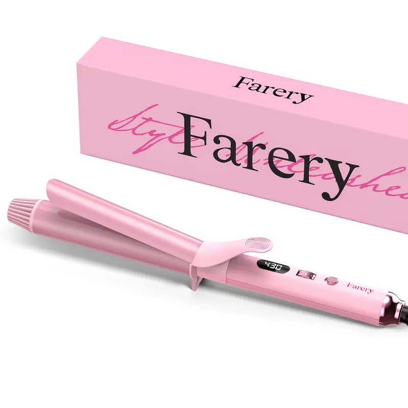 Farery Long Barrel Curling Iron, 11 Adjustable Temp, Include Clips & Silicone Pad, Sakura Pink, Hair Curlers, Comfort