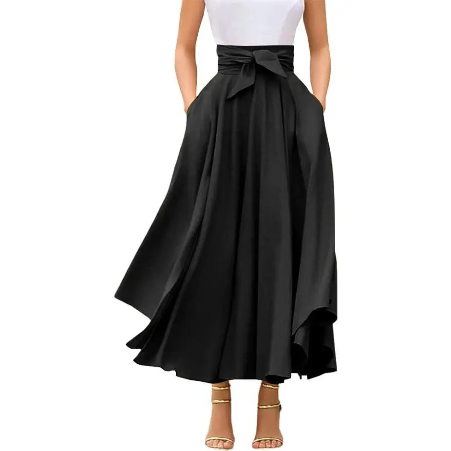 Loveimgs Women's Bohemian Maxi Dress with Pockets — High-Waisted, Elegant Style with Asymmetrical Side Slit