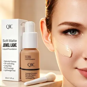 Long Lasting Oil Control Liquid Foundation, 1Box Moisturizing Concealer Cream, FullCoverage Flawless Makeup Cream forWomen & Girls, Cosmetic Product