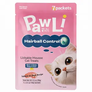 PAWLI Hairball Control Lickable Cat Treats  – 0.5 oz, 7 Tubes