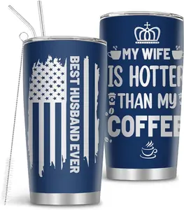 Gifts for Husband from Wife, 20oz Stainless Steel Husband Tumblers, Gift for Birthday Wedding Anniversary Thanksgiving Christmas from Wife, Hubby Tumbler with Straw & Lid, 1 PCS