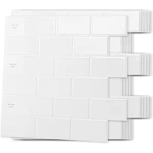 10sheet peel and stick backsplash tile for kitchen textured selfadhesive subway wall tile for kitchen bathroom laundry room enhanced backing adhesion thicker design 12x12 white