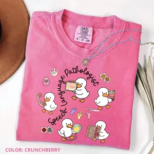 Comfort Colors Speech Language Pathologist Shirt, Funny Silly Goose Tee, Back to School SLP Shirt, Cute Therapist Gift Top, Cute Crewneck For Women