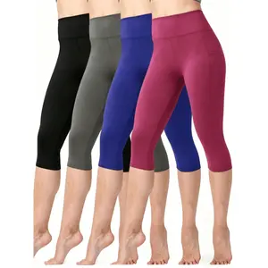 4-Pack High-Waist Base Layer Capris – Stretchy Cropped Pants, Non See-Through For Daily Wear | Must-Have For Summer Outfits For Women, Tropical Vacation Outfits, Going Out Outfits & Balletcore Aesthetic