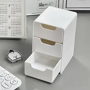 Desktop Stationery Storage Box, Drawer Type Organizer, Plastic Multi-Functional Storage Box, Desk Bookshelf Storage Box with 3 Drawers