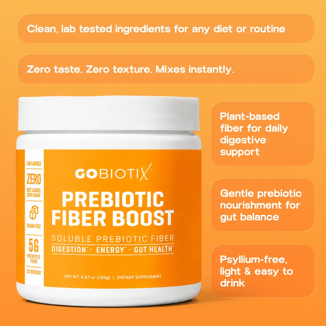 GoBiotix Prebiotic Fiber Boost - 35 Servings of Tasteless NutraFlora Soluble Fiber Powder for Gut Health Digestive Regularity & Healthy Microbiome Support Dietary Healthcare Zero Sugar Zero Bloat